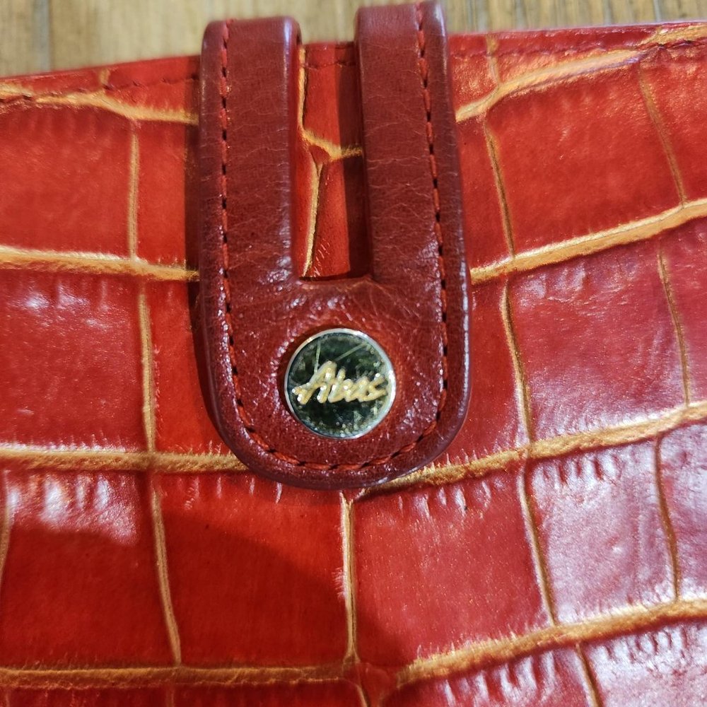 ABAS Wallet Vintage Kiss lock Reddish Orange w/ gold Veins EUC - Picture 6 of 8